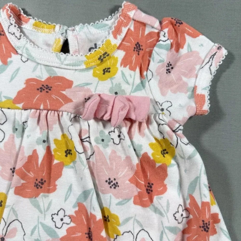 Child of Mine Carter's 0-3m Baby Girl Floral Bodysuit Dress Bow Snap